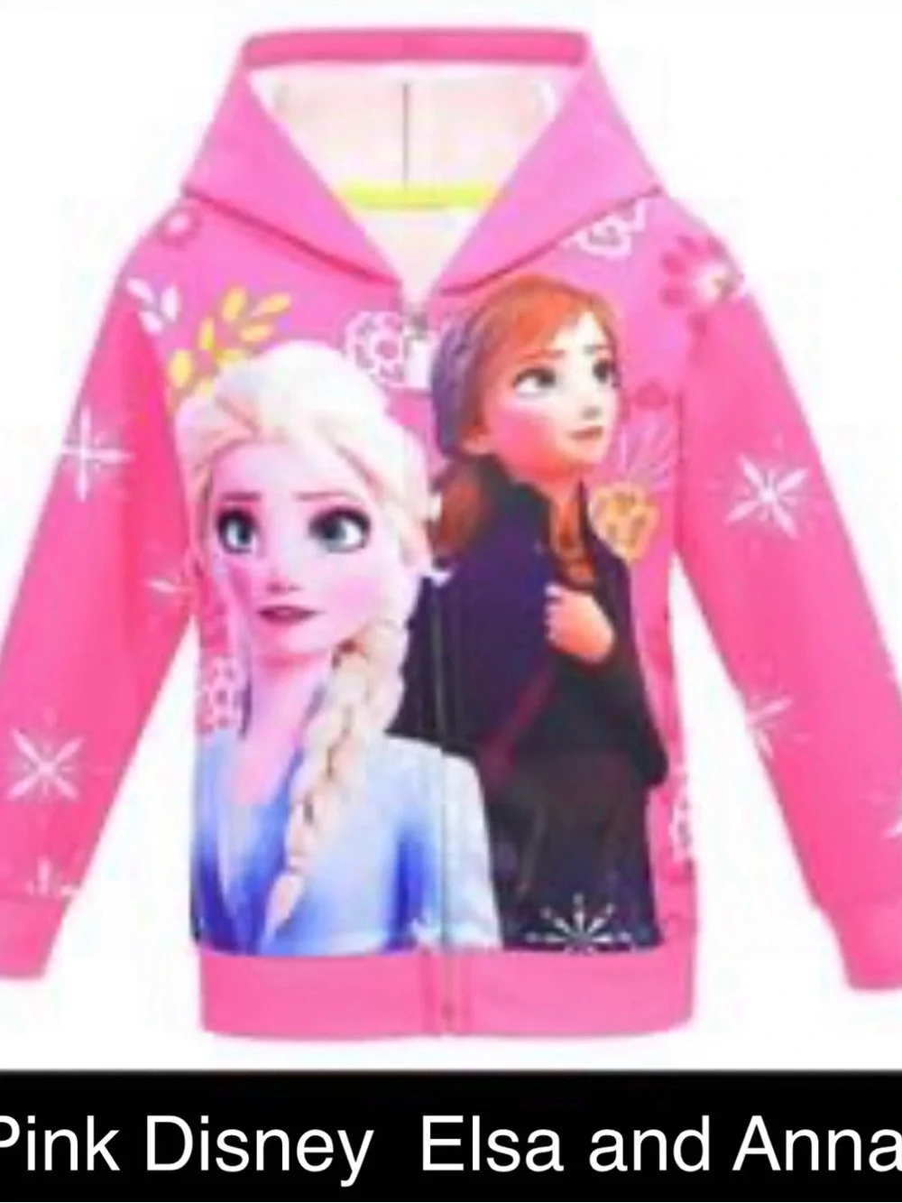Disney Blue Elsa and Anna Zip Hoodie with Floral Accents